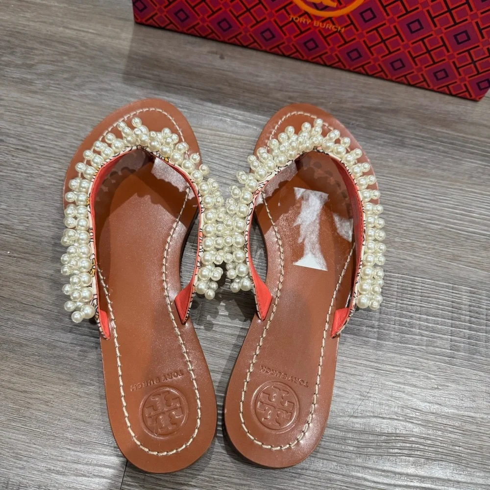 Tory Burch Tatiana Pearl Detail Hicks Garden Fresh Thong Sandals